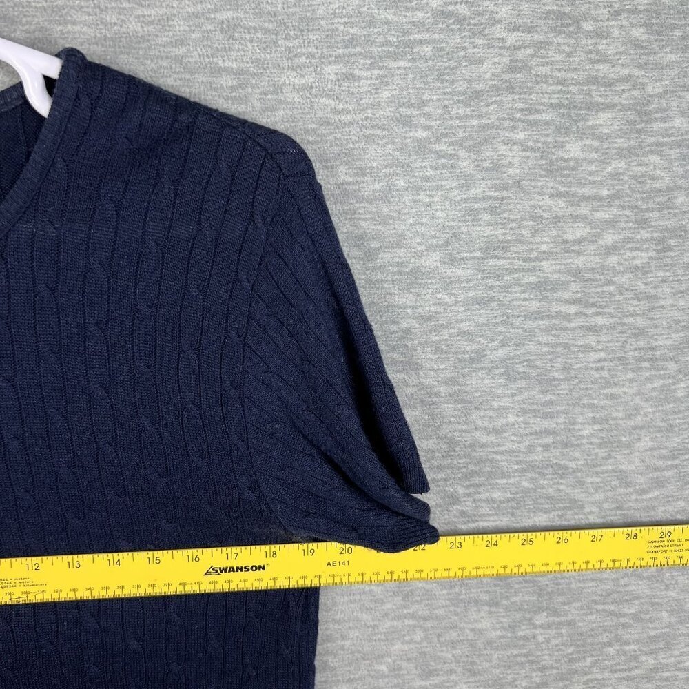 Pendleton Womens M Silk Blend Navy Cable Knit Sweater Top Quiet Luxury Timeless - Picture 8 of 11